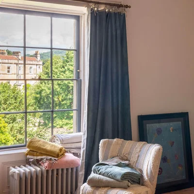 Graham & Green Graham and Green Sage Green Velvet Single Curtain
