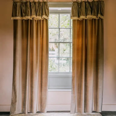 Graham & Green Graham and Green Felicity Sand Velvet Frill Curtain - 135 x 270cm