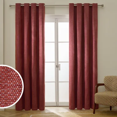 Habitat Habitat Basket Weave Blackout Eyelet Curtain - Terracotta - 117x183cm