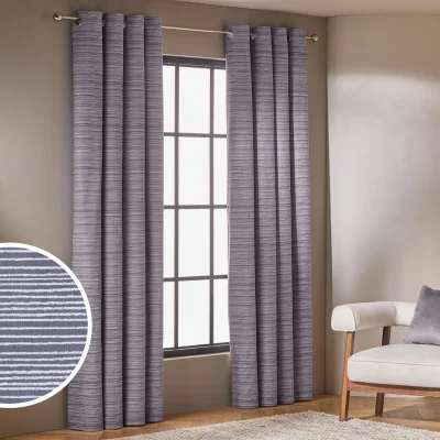 Habitat Habitat Stockholm Stripe Blackout Eyelet Curtains - Grey - 117x137cm