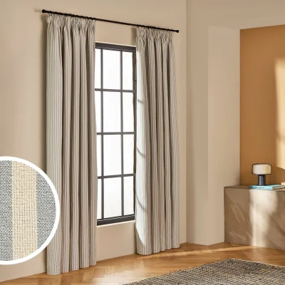 Habitat Habitat Blackout Stripe Pencil Pleat Curtains - Blue - 168x183cm