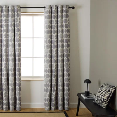 Habitat Habitat Circles Blackout Eyelet Curtain - Grey - 229x168cm