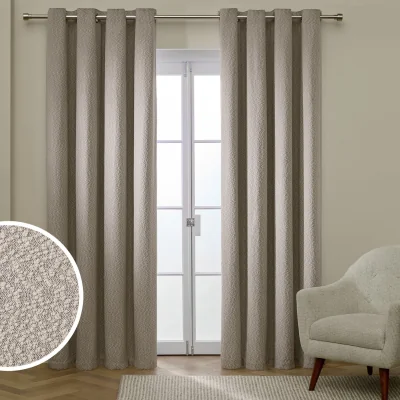 Habitat Habitat Textured Blackout Boucle Eyelet Curtain - Stone - 168x228cm
