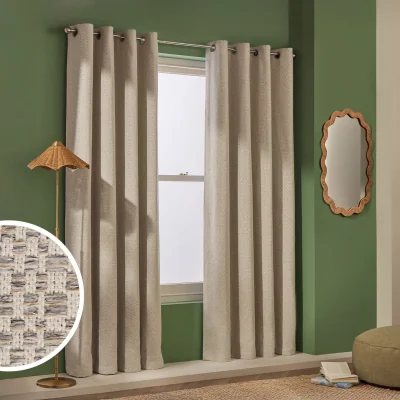 Habitat Habitat Blackout Jacquard Eyelet Curtains - Grey - 117x137cm
