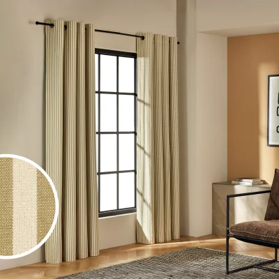 Habitat Habitat Stripe Blackout Eyelet Curtain - Olive - 117x137cm