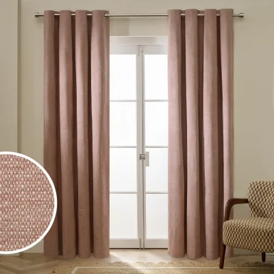 Habitat Habitat Basket Weave Blackout Eyelet Curtain - Rose - 229x183cm