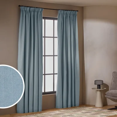 Habitat Habitat With Linen Blackout Curtains - Blue - 168x229cm