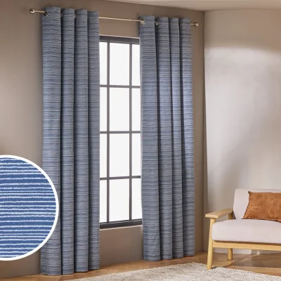 Habitat Habitat Stockholm Stripe Blackout Eyelet Curtains - Blue - 168x183cm