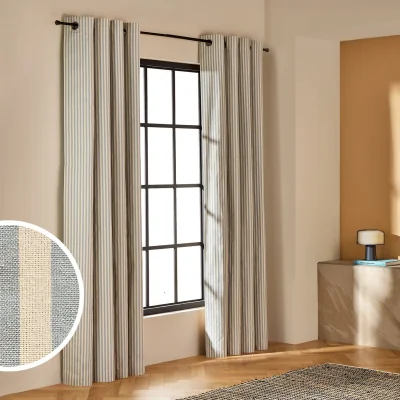 Habitat Habitat Stripe Blackout Eyelet Curtains - Rustic Blue - 117x183cm