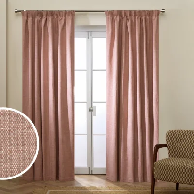 Habitat Habitat Basket Weave Blackout Pencil Pleat Curtain - Rose - 229x229cm