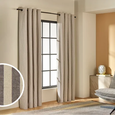 Habitat Habitat Stripe Blackout Eyelet Curtains - Charcoal - 117x137cm