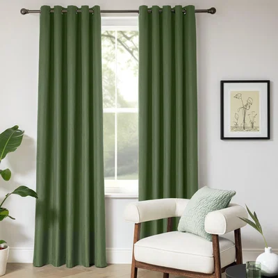 Habitat Habitat Blackout Eyelet Curtain - Green - 229x229cm