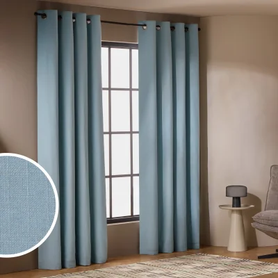 Habitat Habitat With Linen Blackout Eyelet Curtain - Country Blue -168x137cm