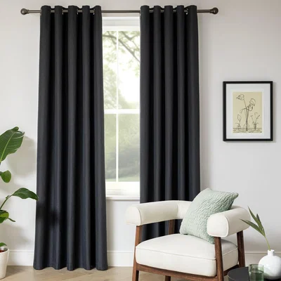 Habitat Habitat Blackout Eyelet Curtain - Charcoal - 183x229cm