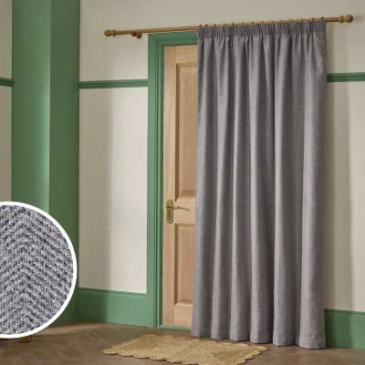 Habitat Habitat Thermal Herringbone Pencil Pleat Door Curtain - Dark Grey - 168x213cm