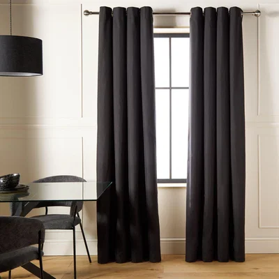 Habitat Habitat Blackout Eyelet Curtain - Black - 229x168cm