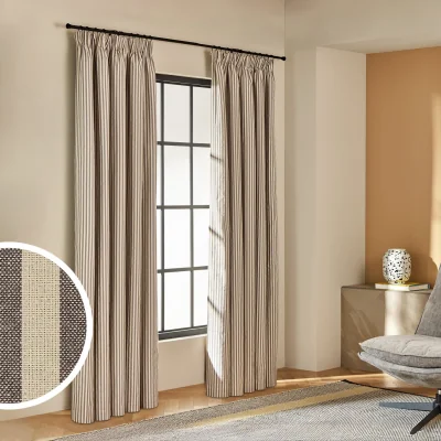 Habitat Habitat Blackout Stripe Pencil Pleat Curtains - Charcoal - 229x183cm
