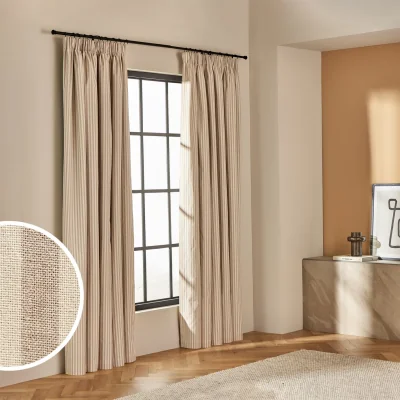 Habitat Habitat Blackout Stripe Pencil Pleat Curtains - Latte - 168x183cm