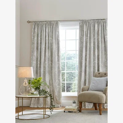 John Lewis Laura Ashley Josette Pair Lined Tape Top Curtains, Dove Grey