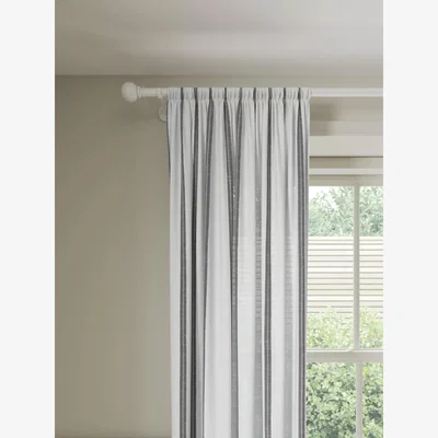 John Lewis John Lewis Hidden Tab Stripe Voile Curtain Panel, White/Blue