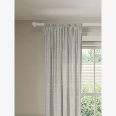 John Lewis John Lewis Hidden Tab Slub Stripe Voile Curtain Panel, Natural Putty