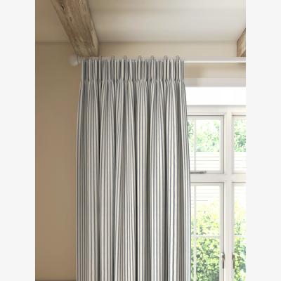 John Lewis John Lewis Ticking Stripe Pair Lined Pencil Pleat Curtains, Loch Blue