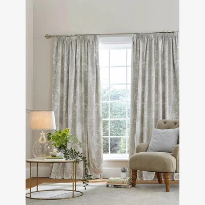 John Lewis Laura Ashley Josette Pair Lined Tape Top Curtains, Dove Grey