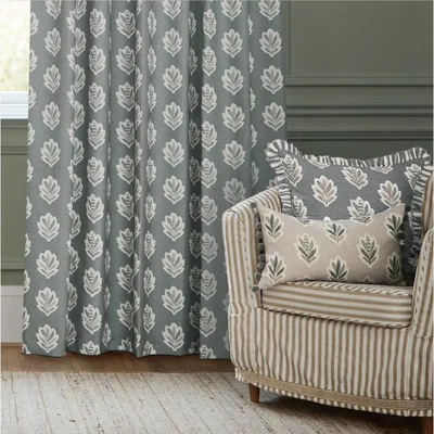 John Lewis Sanderson Sessile Leaf Flax Pair Lined Pencil Pleat Curtains