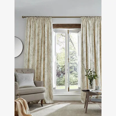 John Lewis Pussy Willow Pair Lined Pencil Pleat Curtains, Off White/Dove Grey
