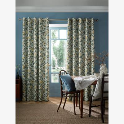 John Lewis William Morris At Home Bird & Pomegranate Pair Blackout Lined Eyelet Curtains, Mineral