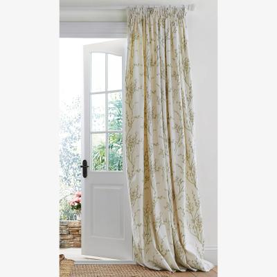 John Lewis Laura Ashley Pussy Willow Thermal Lined Pencil Pleat Door Curtain, W168 x Drop 213cm, Off White/Hedgerow