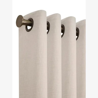 John Lewis John Lewis Select Eyelet Curtain Pole with Hammered Disc Finial, Wall Fix, Dia.25mm, Brass Toned