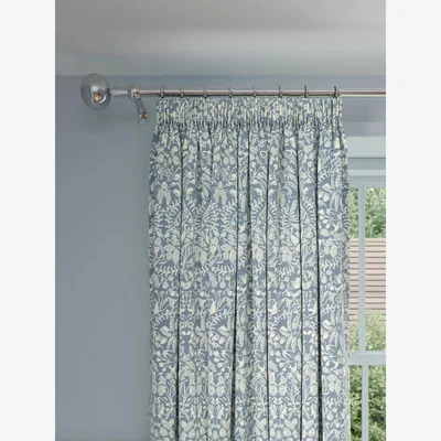 John Lewis John Lewis Woodland Fable Weave Pair Lined Pencil Pleat Curtains, Lake Blue