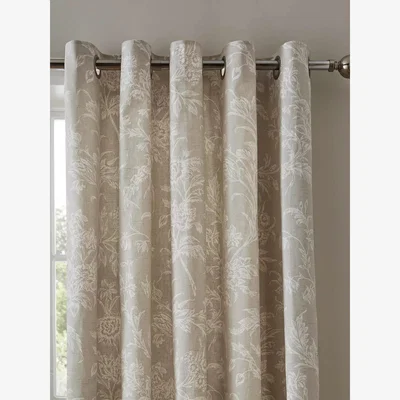 John Lewis Laura Ashley LLoyd Pair Lined Eyelet Curtains, Dove Grey