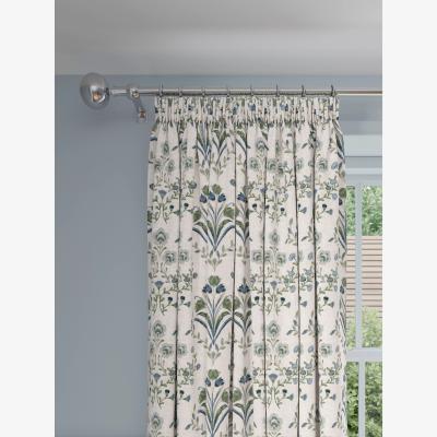 John Lewis John Lewis Tulipa Pencil Pleat Pair Lined Curtains, Lake Blue