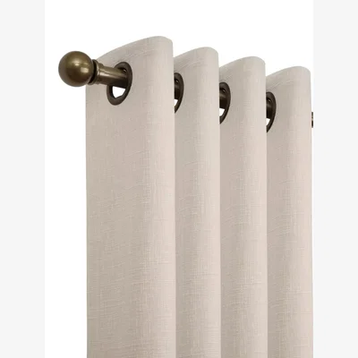 John Lewis John Lewis Select Eyelet Curtain Pole with Ball Finial, Wall Fix, Dia.25mm, Brass Toned