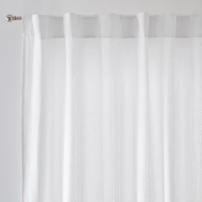 La Redoute Lino Plain Cotton Openwork Curtain with Concealed Tabs