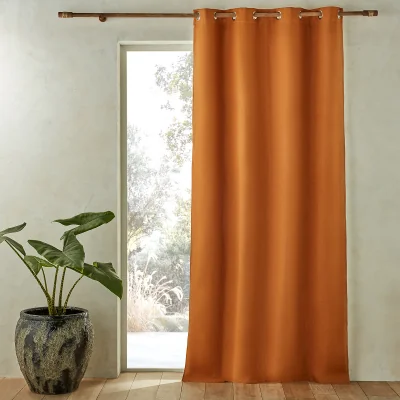 La Redoute Private Single Lined Blackout Curtain in Washed Linen with Eyelets