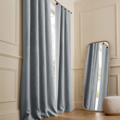 La Redoute Private Washed Linen Curtain with Leather Tab Top Header