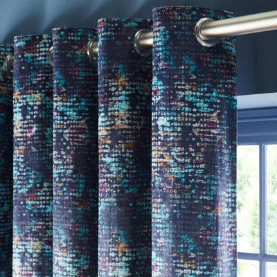 La Redoute Eclipse Midnight Eyelet Lined Ready Made Curtains