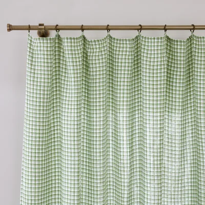 La Redoute Ninon Gingham Print Cotton Muslin Curtain with Rings
