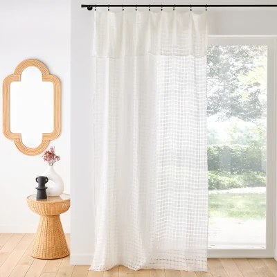 La Redoute Marsali Checked Linen & Cotton Sheer Curtain Panel