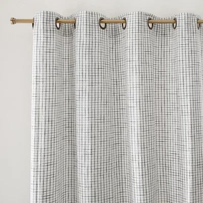 La Redoute Acha Cotton Curtain with Check Pattern and Eyelets