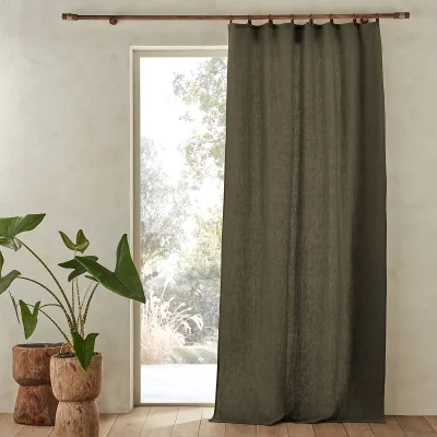 La Redoute Private 100% Washed Linen Curtain with Rings