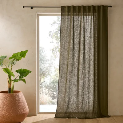 La Redoute Private Ruffled 100% Washed Linen Curtain