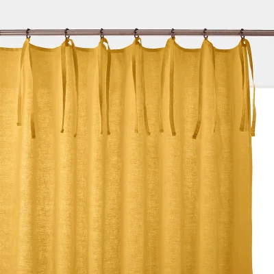 La Redoute Odorie Single Linen/Viscose Tie Top Curtain