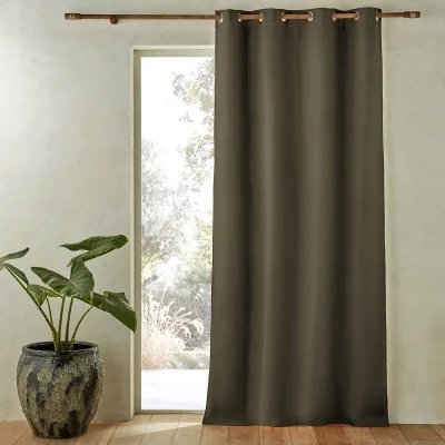 La Redoute Private Single Lined Blackout Curtain in Washed Linen with Eyelets