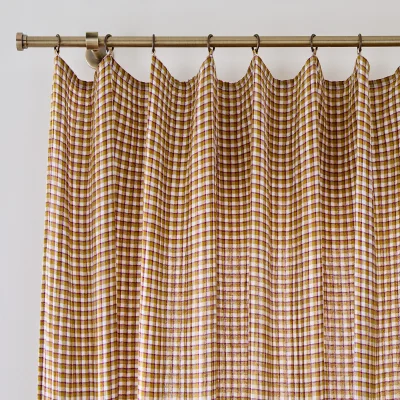 La Redoute Ninon Gingham Print Curtain in Cotton Muslin with Rings
