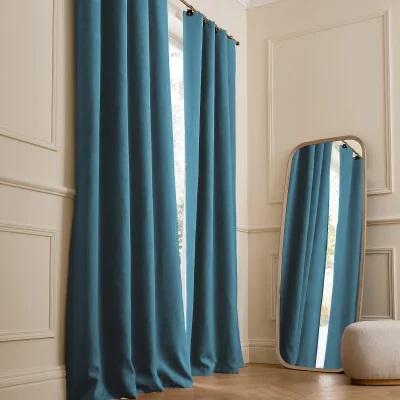 La Redoute Private Washed Linen Curtain with Leather Tab Top Header