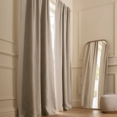 La Redoute Private Blackout Curtain in Washed Linen with Concealed Tabs